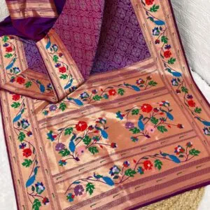 Bandhani Paithani Silk Sarees Purple