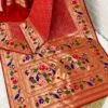 Bandhani Paithani Silk Sarees Red Bandhani Paithani Silk Sarees Red