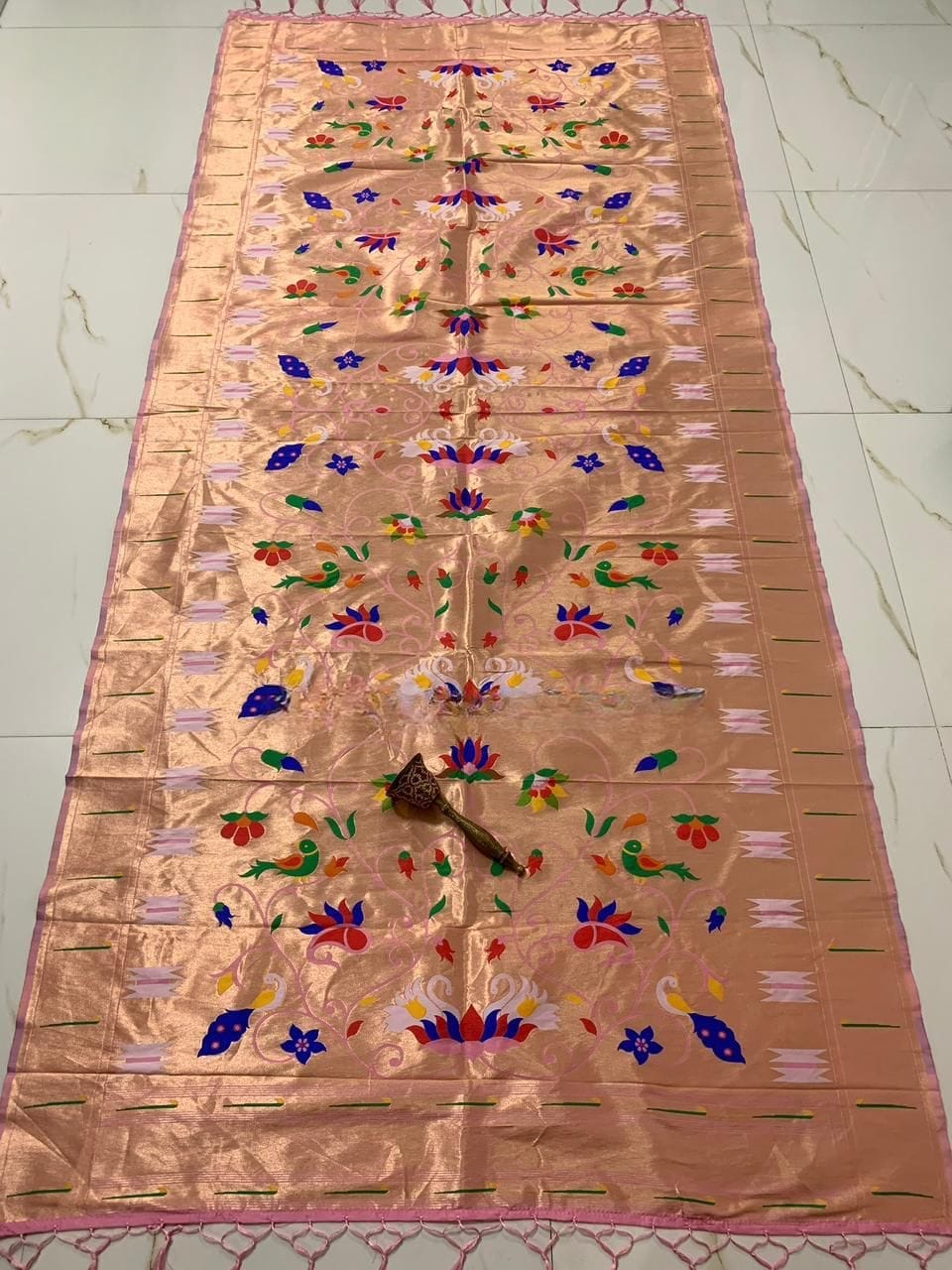 Brocade Paithani Silk Dupatta for Bride Baby Pink Brocade Paithani Silk Dupatta for Bride Baby Pink