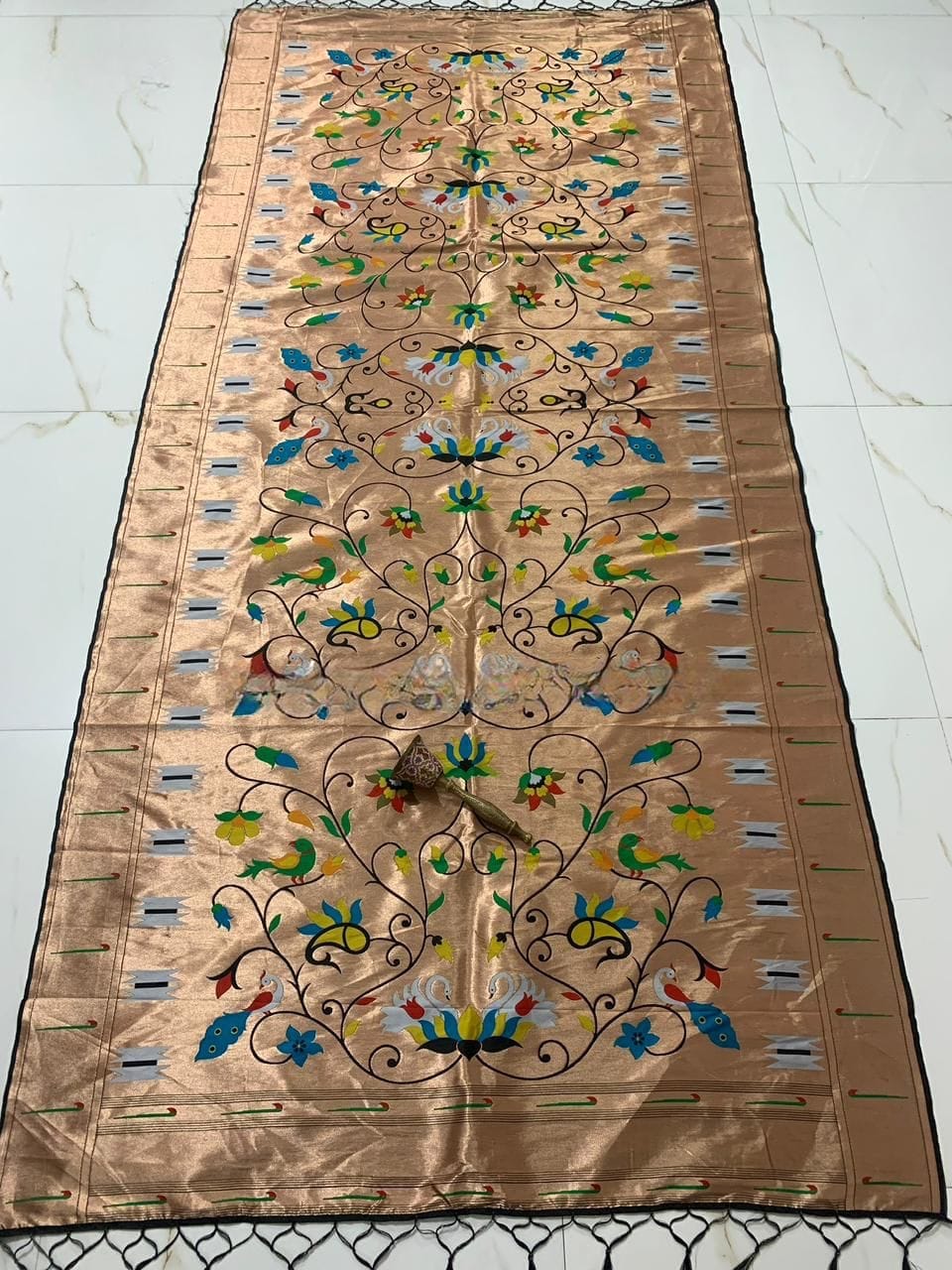 Brocade Paithani Silk Dupatta for Bride Black Brocade Paithani Silk Dupatta for Bride Black