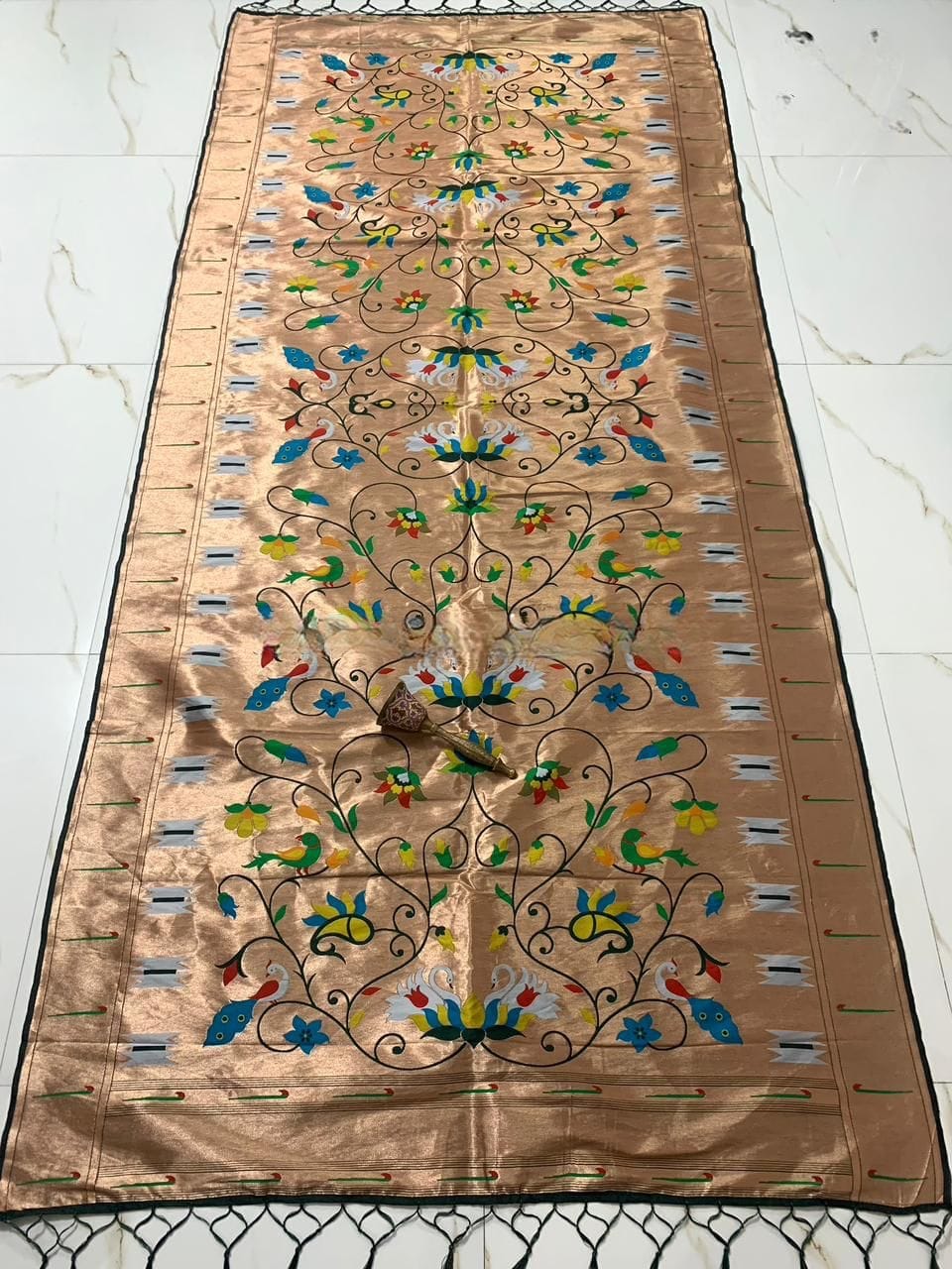 Brocade Paithani Silk Dupatta for Bride Dark Geen Brocade Paithani Silk Dupatta for Bride Dark Geen