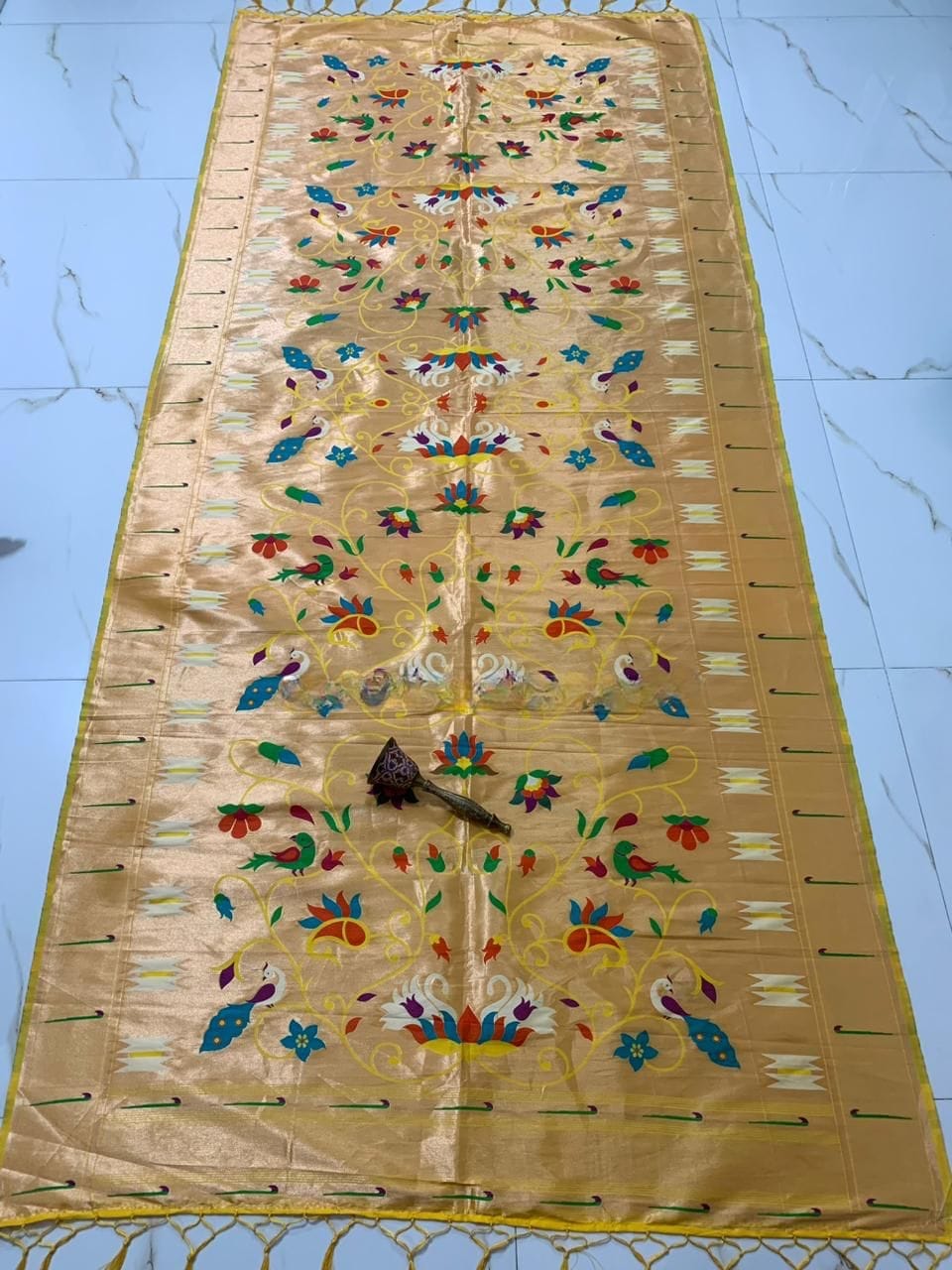 Brocade Paithani Silk Dupatta for Bride Light Green Brocade Paithani Silk Dupatta for Bride Light Green