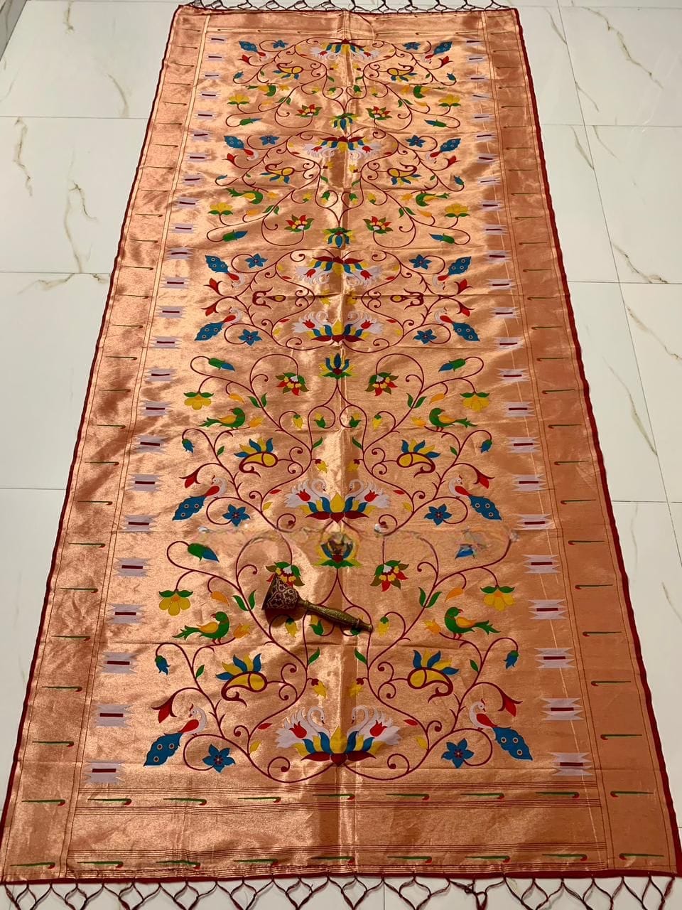 Brocade Paithani Silk Dupatta for Bride Maroon Brocade Paithani Silk Dupatta for Bride Maroon