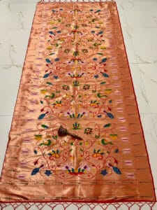 Brocade Paithani Silk Dupatta for Bride Red