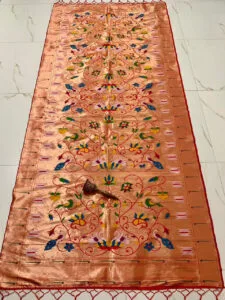 Brocade Paithani Silk Dupatta for Bride Red