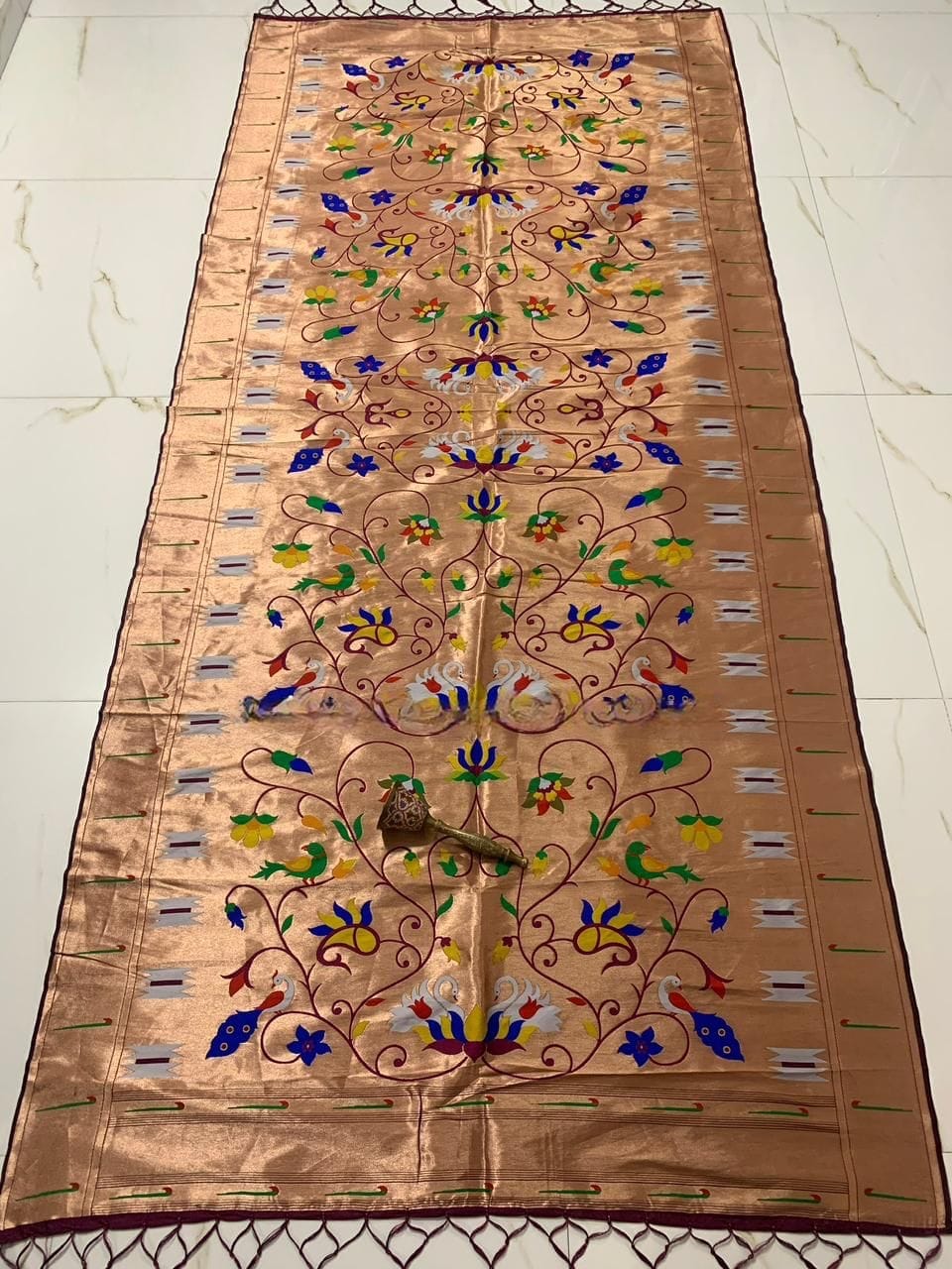 Brocade Paithani Silk Dupatta for Bride Wine Brocade Paithani Silk Dupatta for Bride Wine