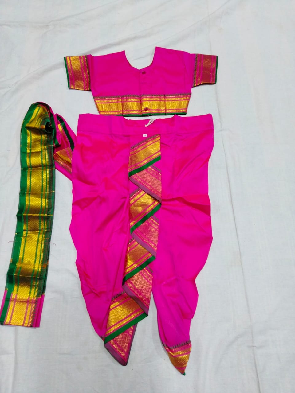 Kids Readymade Nauvari Saree Pink Kids Readymade Nauvari Saree Pink