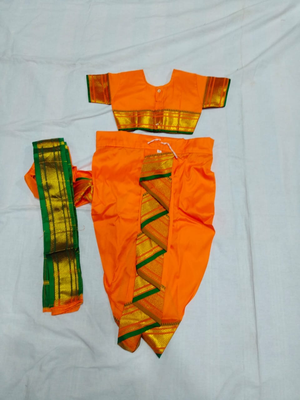Kids Readymade Nauvari Saree Yellow Kids Readymade Nauvari Saree Yellow