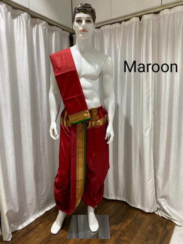 Men's Ready-Made Dhoti & Uparne Maroon
