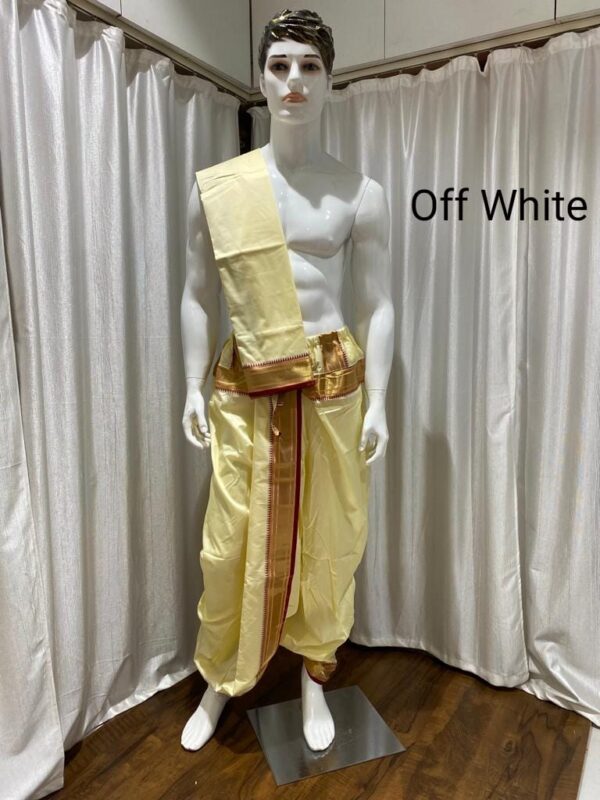 Men's Ready-Made Dhoti & Uparne Off White