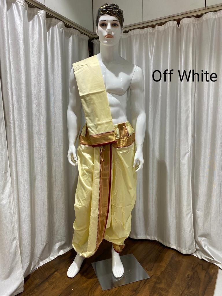 Men's Ready-Made Dhoti & Uparne Off White