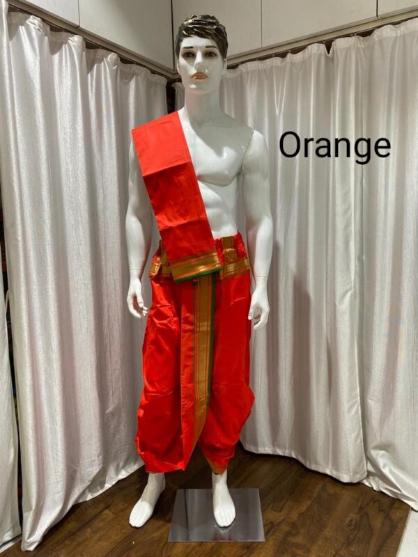 Men's Ready-Made Dhoti & Uparne Orange