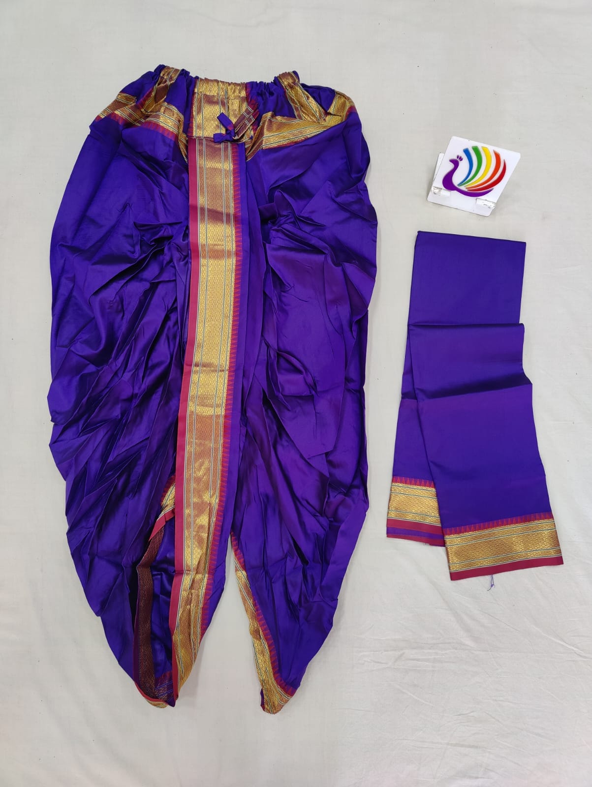 Men's Ready-Made Dhoti & Uparne Royal Blue (2)