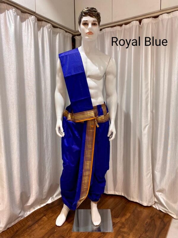 Men's Ready-Made Dhoti & Uparne Royal Blue
