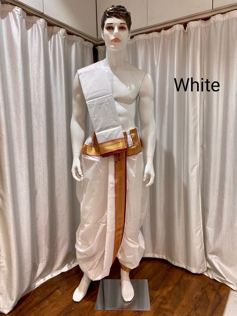 Men's Ready-Made Dhoti & Uparne White
