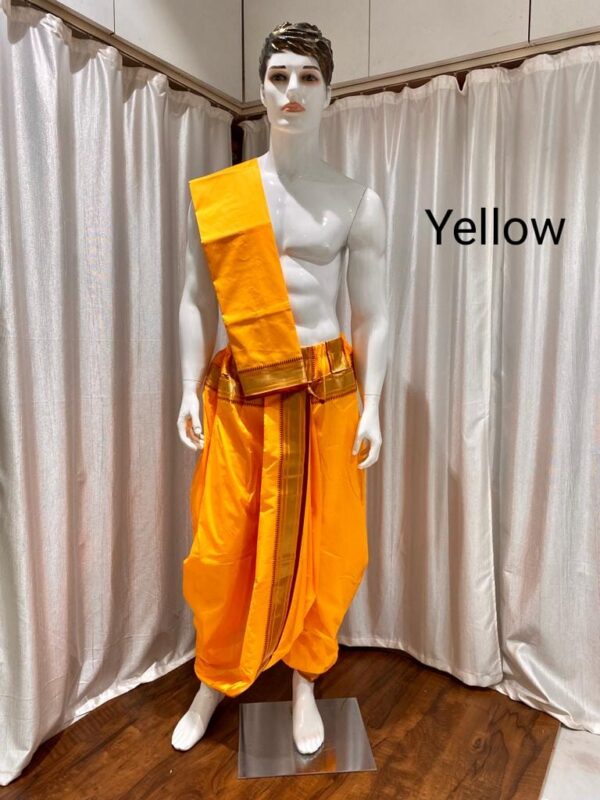 Men's Ready-Made Dhoti & Uparne Yellow