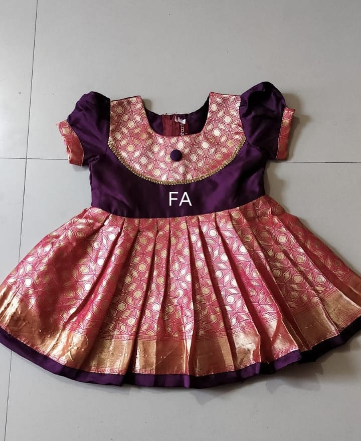 Padava Special Traditional Pattern Frock Purple Padava Special Traditional Pattern Frock Purple