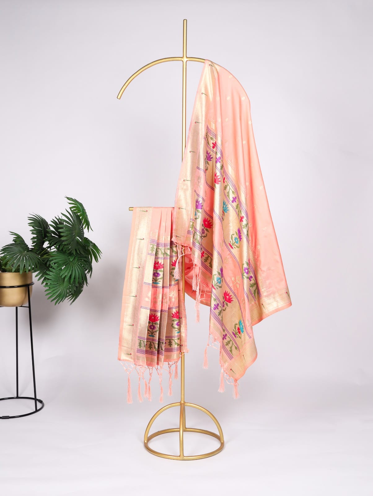 Jacquard Silk Paithani Dupatta Pink Jacquard Silk Paithani Dupatta Pink