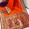Luxurious Louts Paithani Silk Sarees Orange