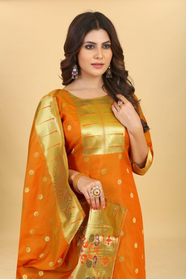 Paithani Soft Silk Salwar Suit Orange