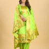 Paithani Soft Silk Salwar Suit Popat Green