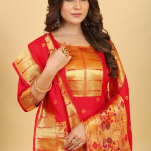 Paithani Soft Silk Salwar Suit Red