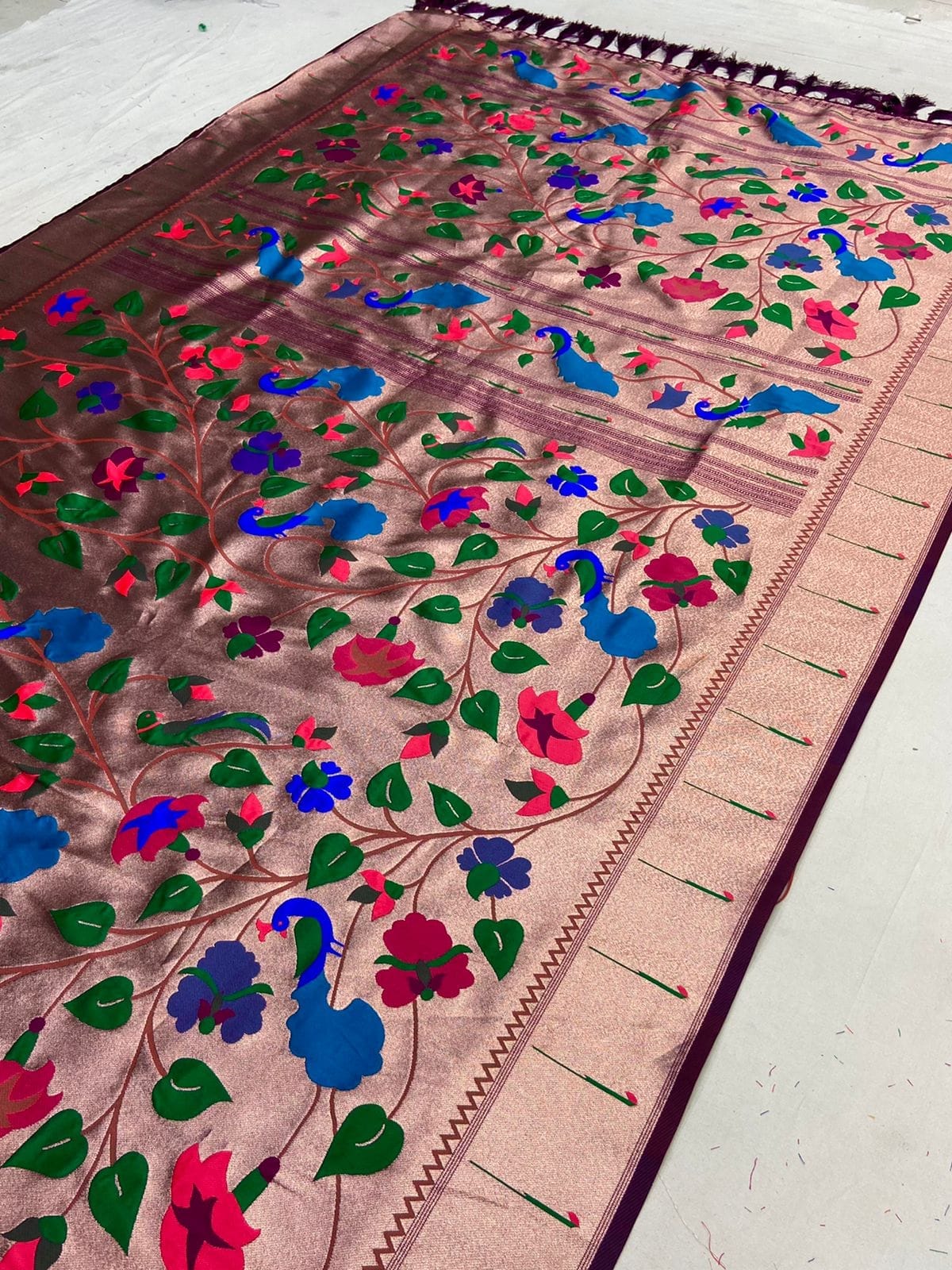 Banarasi Soft Silk Paithani Saree Purple (2) Banarasi Soft Silk Paithani Saree Purple Side