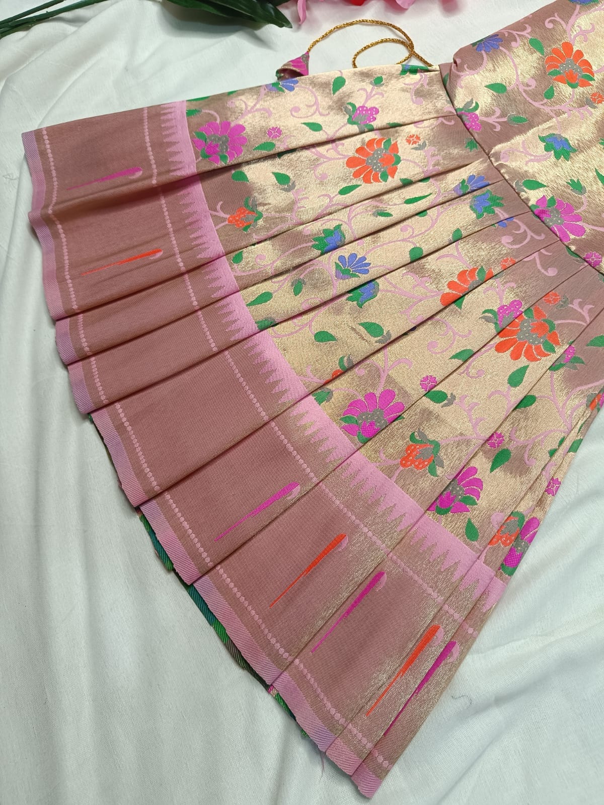 Brocade Paithani Frock for Kids (4) Brocade Paithani Frock for Kids (4)