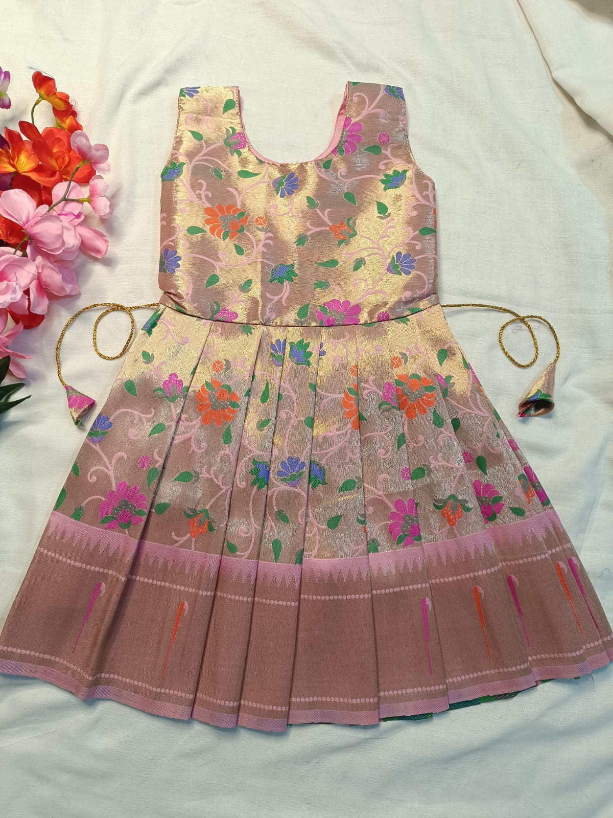 Brocade Paithani Frock for Kids Brocade Paithani Frock for Kids