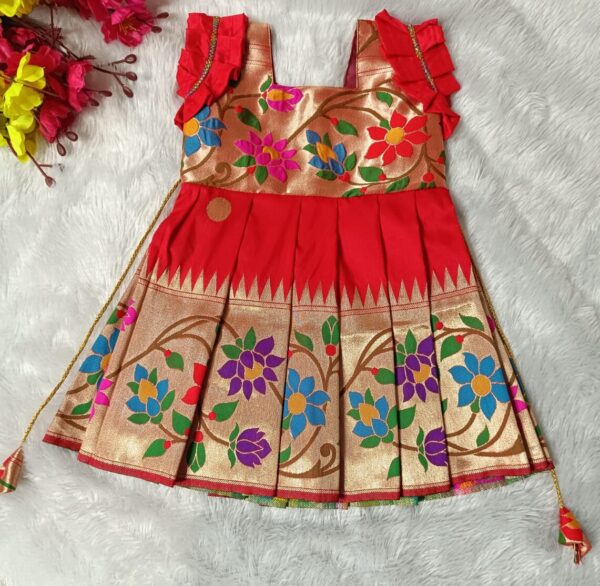 Festival Special Kids Ethnic Frock in Paithani_Front