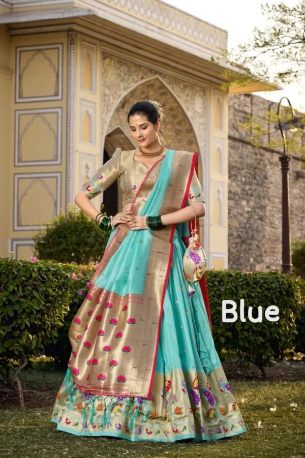 Kurti Modern Design Paithani Dress Paithani Jacquard Silk Lehenga With Zari Weaving, Dupatta Batwa – Wedding Festive