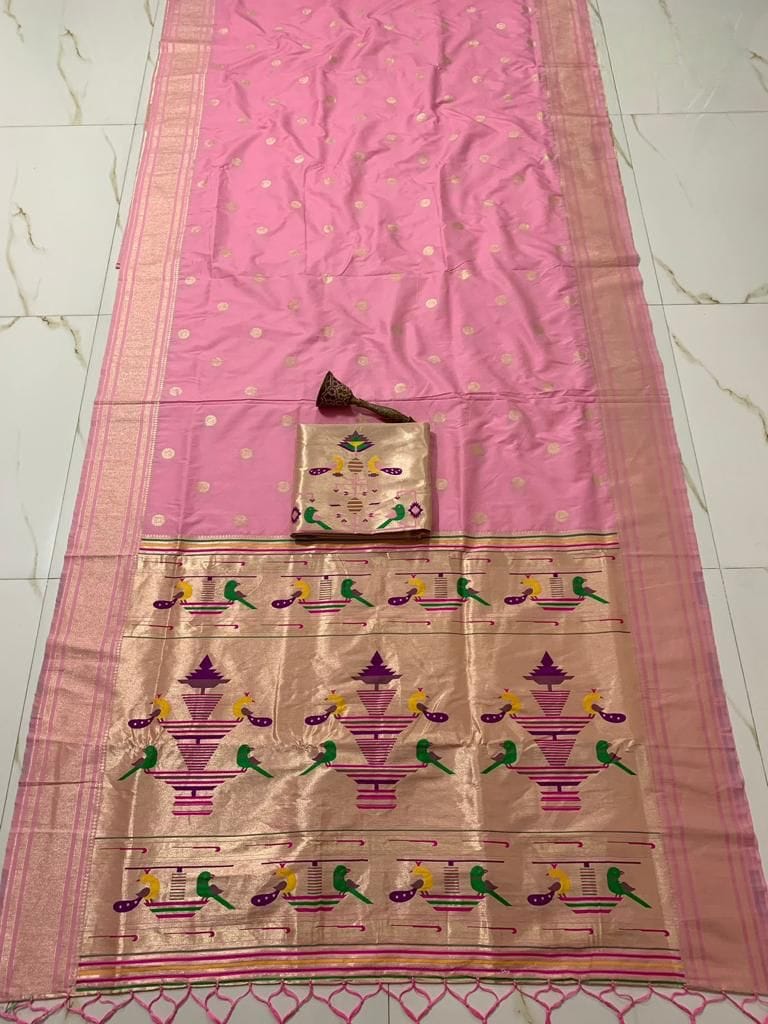 Nauvari Sadi - A Traditional Maharashtrian Attire Baby-Pink Nauvari Sadi - A Traditional Maharashtrian Attire Baby-Pink