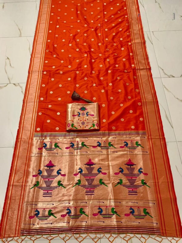 Nauvari Sadi - A Traditional Maharashtrian Attire Orange