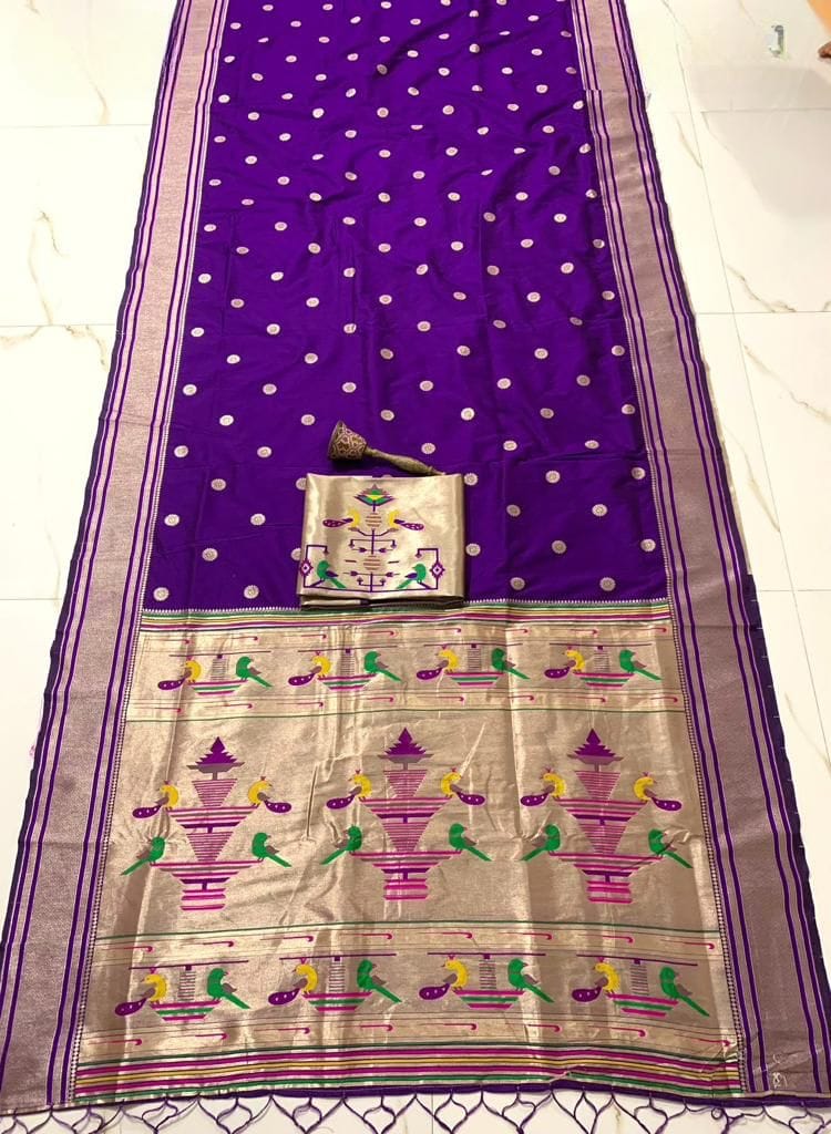 Nauvari Sadi - A Traditional Maharashtrian Attire Purple Nauvari Sadi - A Traditional Maharashtrian Attire Purple