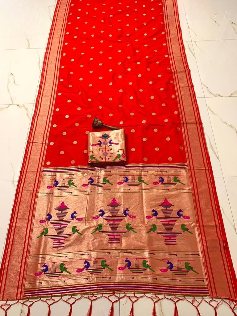 Nauvari Sadi - A Traditional Maharashtrian Attire Red Nauvari Sadi - A Traditional Maharashtrian Attire Red