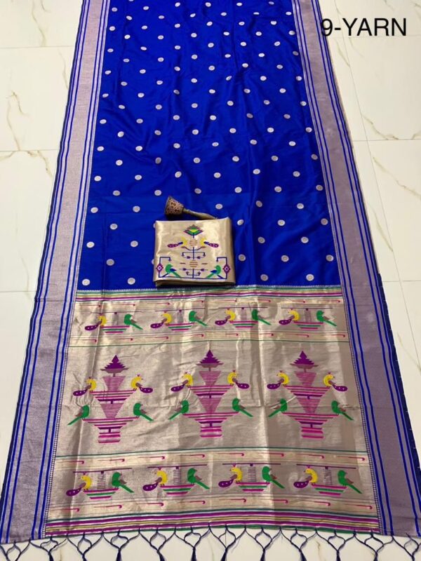 Nauvari Sadi - A Traditional Maharashtrian Attire Royal-Blue
