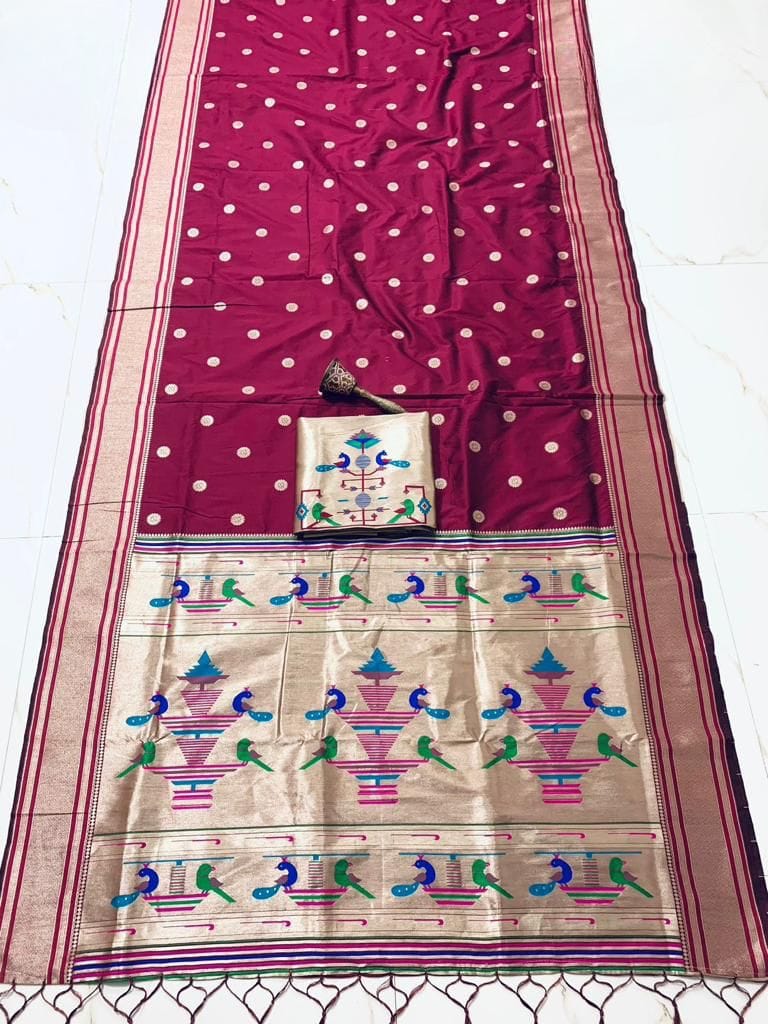 Nauvari Sadi - A Traditional Maharashtrian Attire Wine Nauvari Sadi - A Traditional Maharashtrian Attire Wine