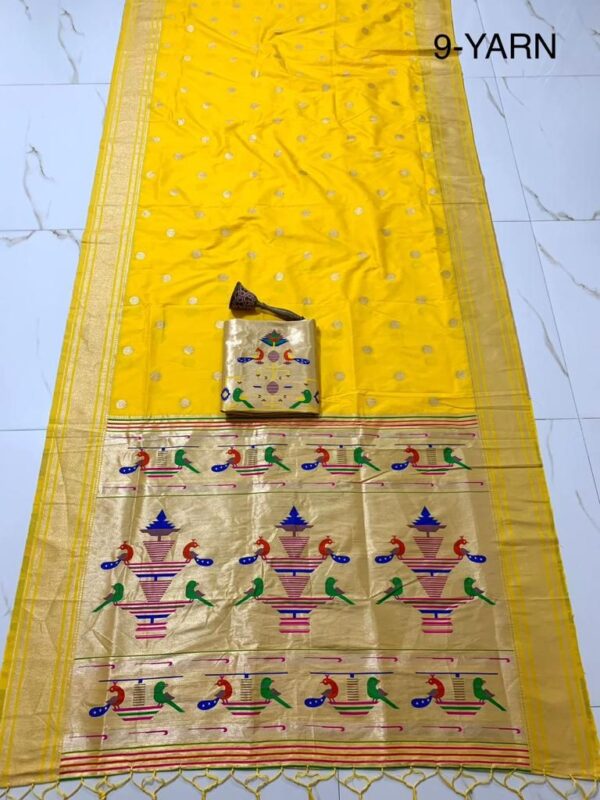 Nauvari Sadi - A Traditional Maharashtrian Attire Yellow