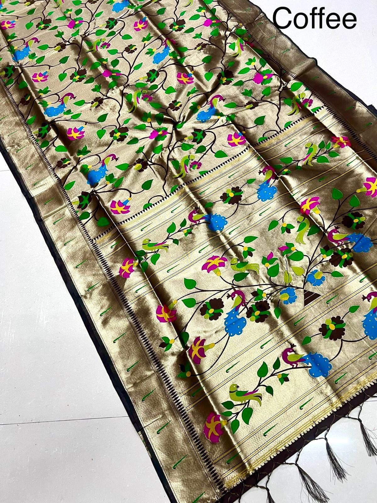 Wedding Special Brocket Paithani Coffee