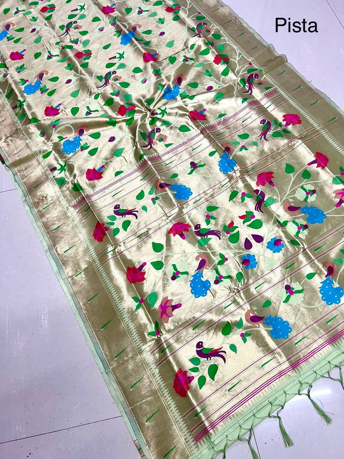 Wedding Special Brocket Paithani Pista