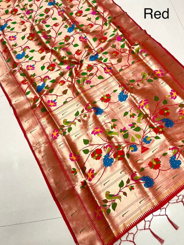 Wedding Special Brocket Paithani Red