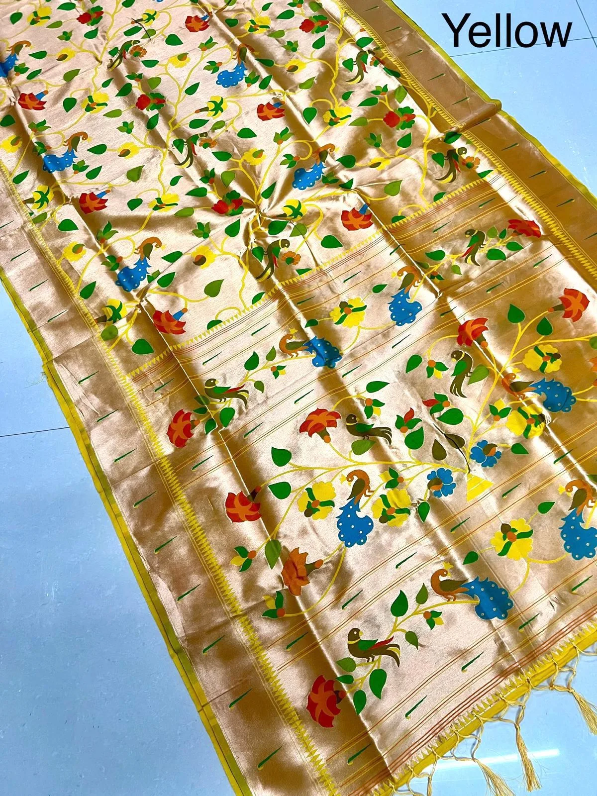 Wedding Special Brocket Paithani Yellow