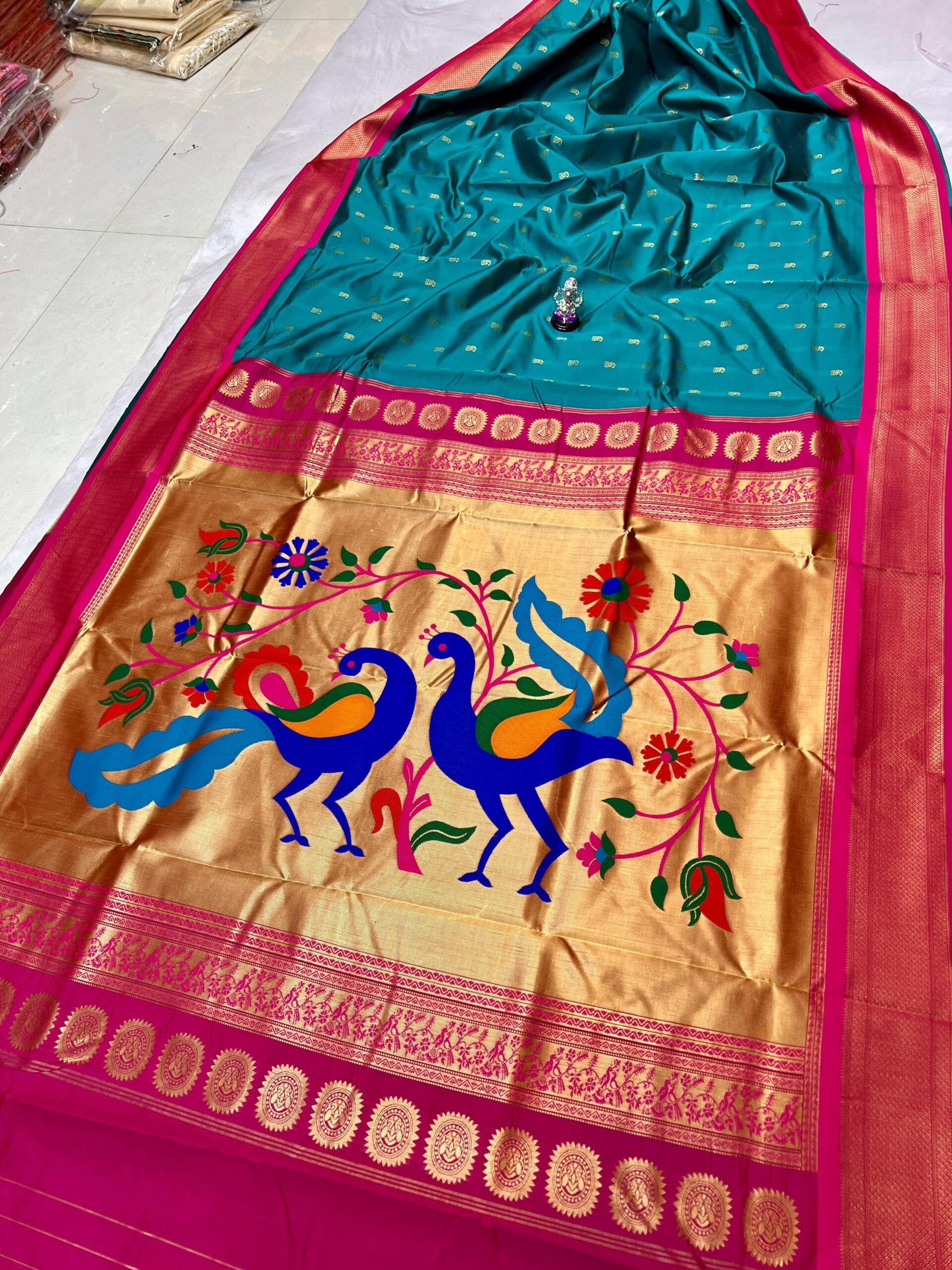 9 Yard Dhruvika Paithani Rama_Pink