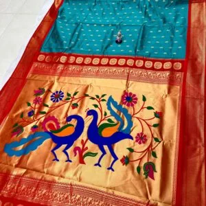 9 Yard Dhruvika Paithani Rama_Red