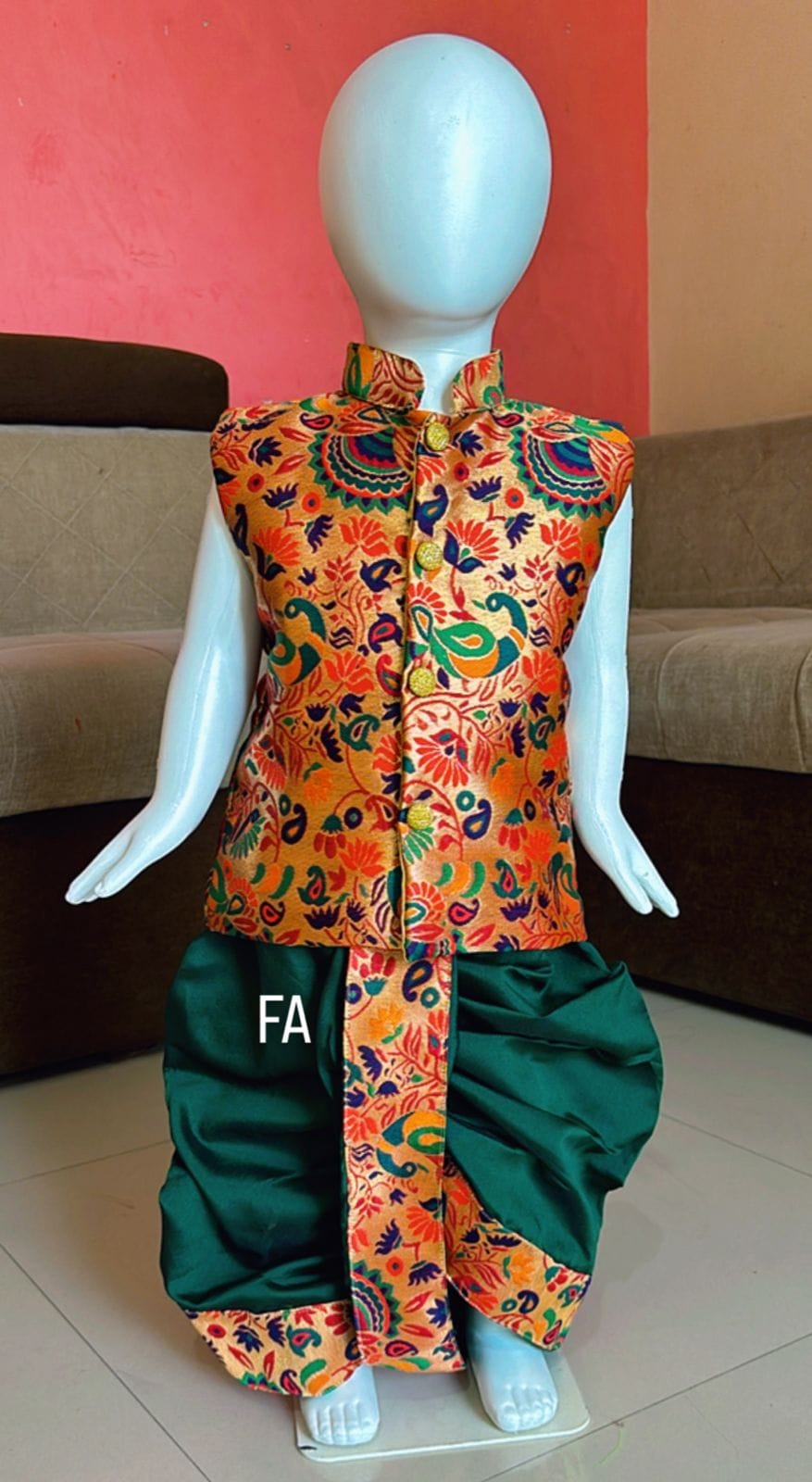 Premium Paithani Dhoti Bandi Green