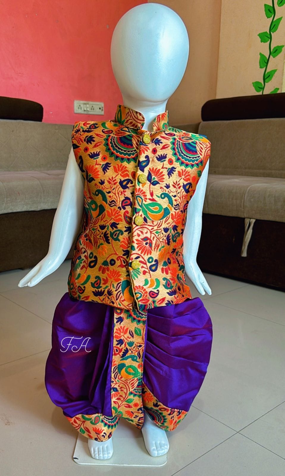 Premium Paithani Dhoti Bandi Purple