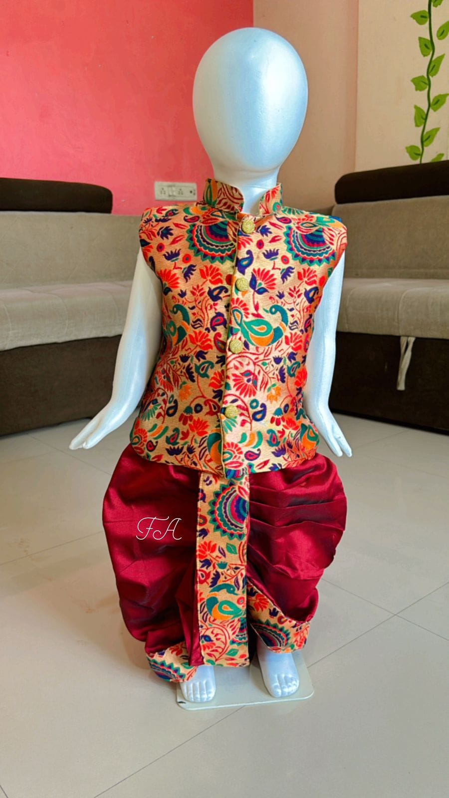 Premium Paithani Dhoti Bandi Red