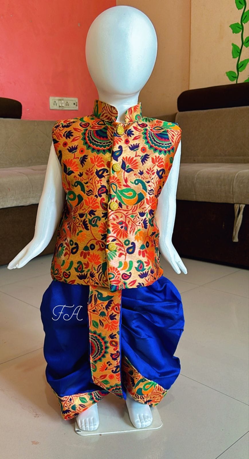 Premium Paithani Dhoti Bandi Royal Blue