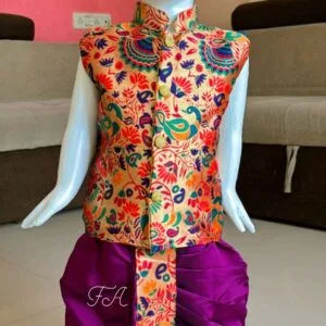 Premium Paithani Dhoti Bandi Wine
