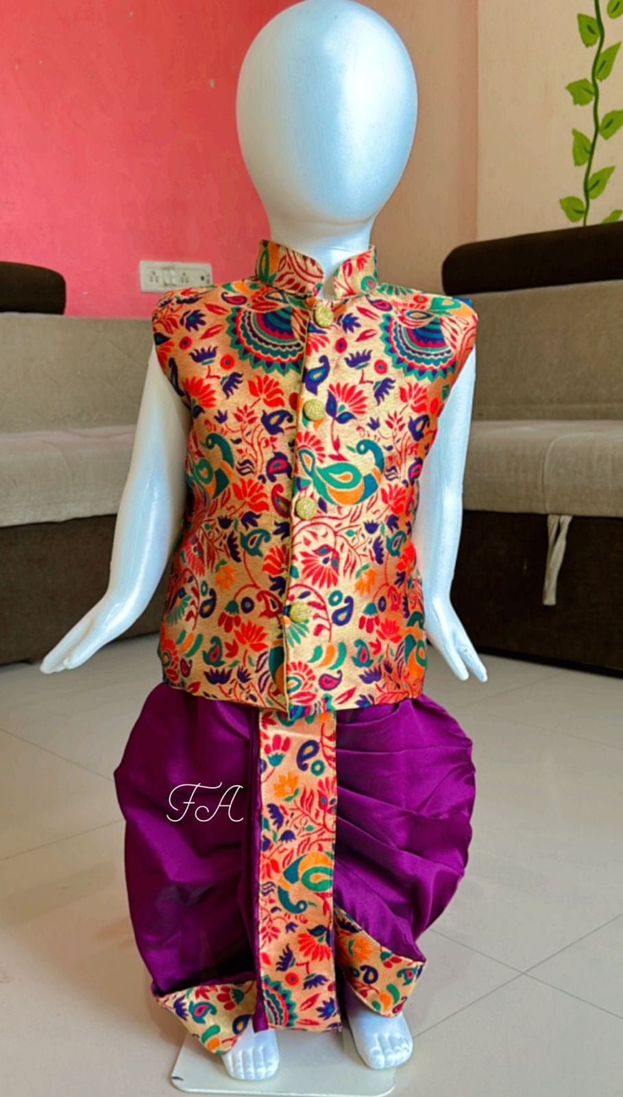 Premium Paithani Dhoti Bandi Wine